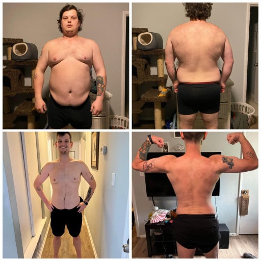 5 foot 11 Male Before and After 95 lbs Fat Loss 320 lbs to 225 lbs