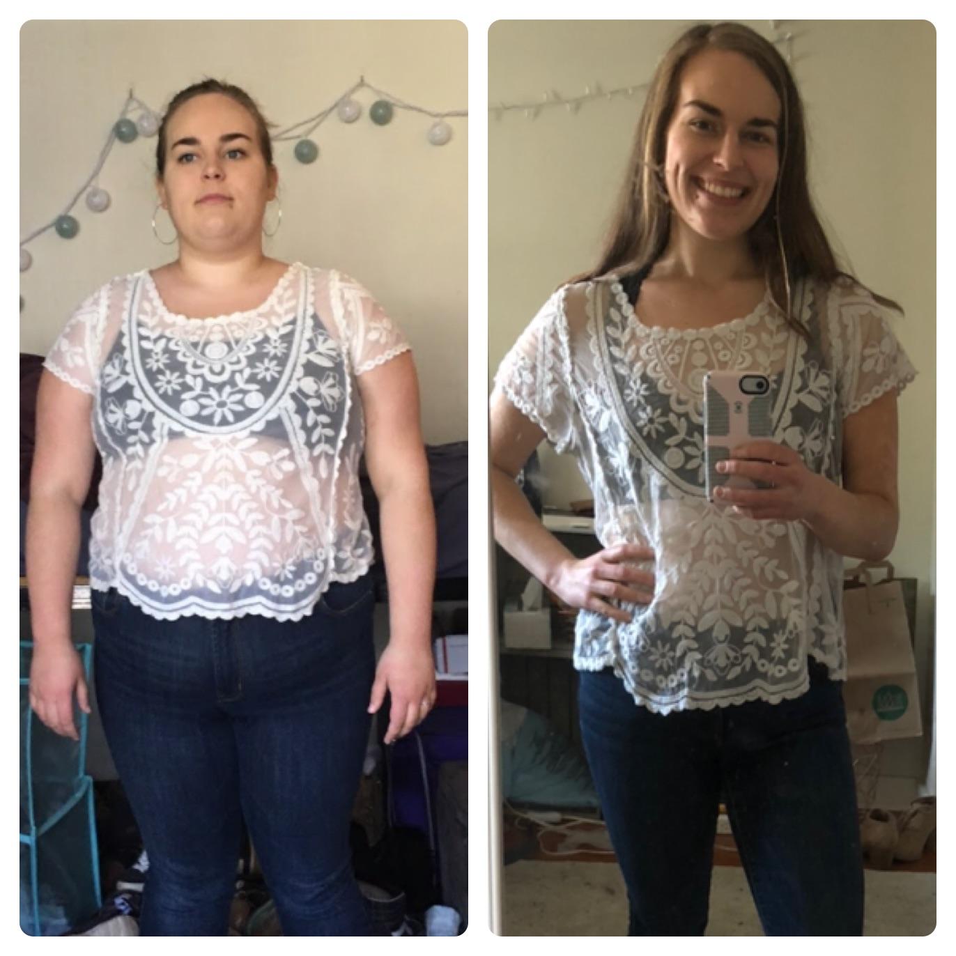 5 foot 3 Female Before and After 100 lbs Fat Loss 230 lbs to 130 lbs