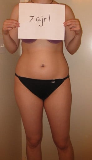 A photo of a 5'8" woman showing a snapshot of 154 pounds at a height of 5'8