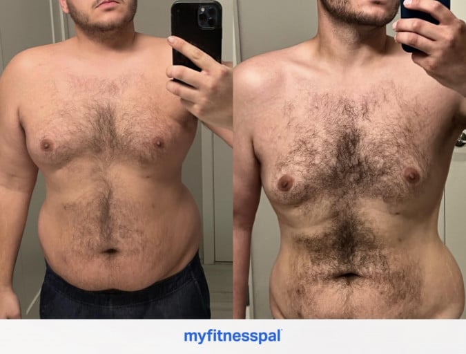 5 feet 10 Male Before and After 59 lbs Weight Loss 252 lbs to 193 lbs