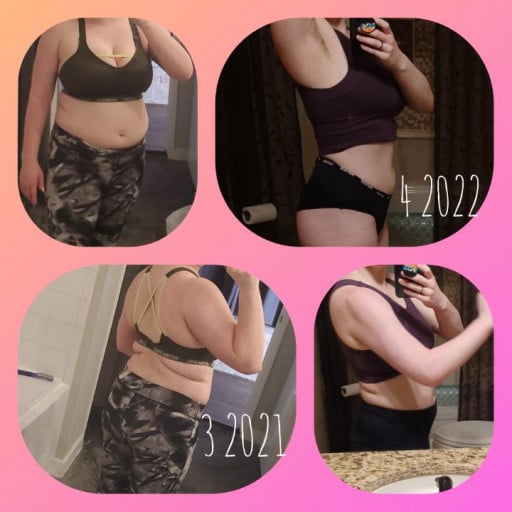 Before and After 40 lbs Fat Loss 5 foot 5 Female 190 lbs to 150 lbs