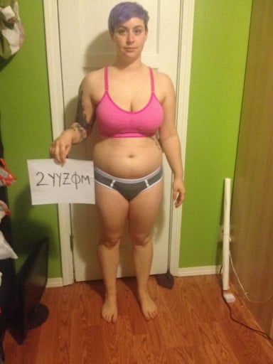 A photo of a 5'2" woman showing a snapshot of 155 pounds at a height of 5'2