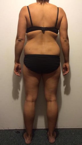 A progress pic of a 5'4" woman showing a snapshot of 151 pounds at a height of 5'4