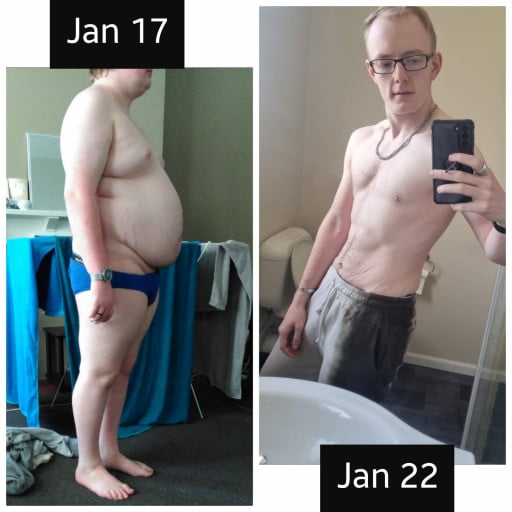 5 feet 11 Male 120 lbs Fat Loss Before and After 287 lbs to 167 lbs