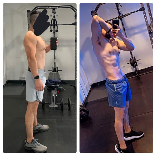 Before and After 7 lbs Fat Loss 5 foot 8 Male 167 lbs to 160 lbs