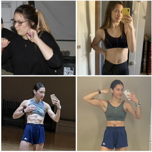 F/23/5’4” [163 > 150 > 120 > 113 = 50lbs | 3years] Left to right: Feb 2019, April 2020, Nov 2021, July 2022!