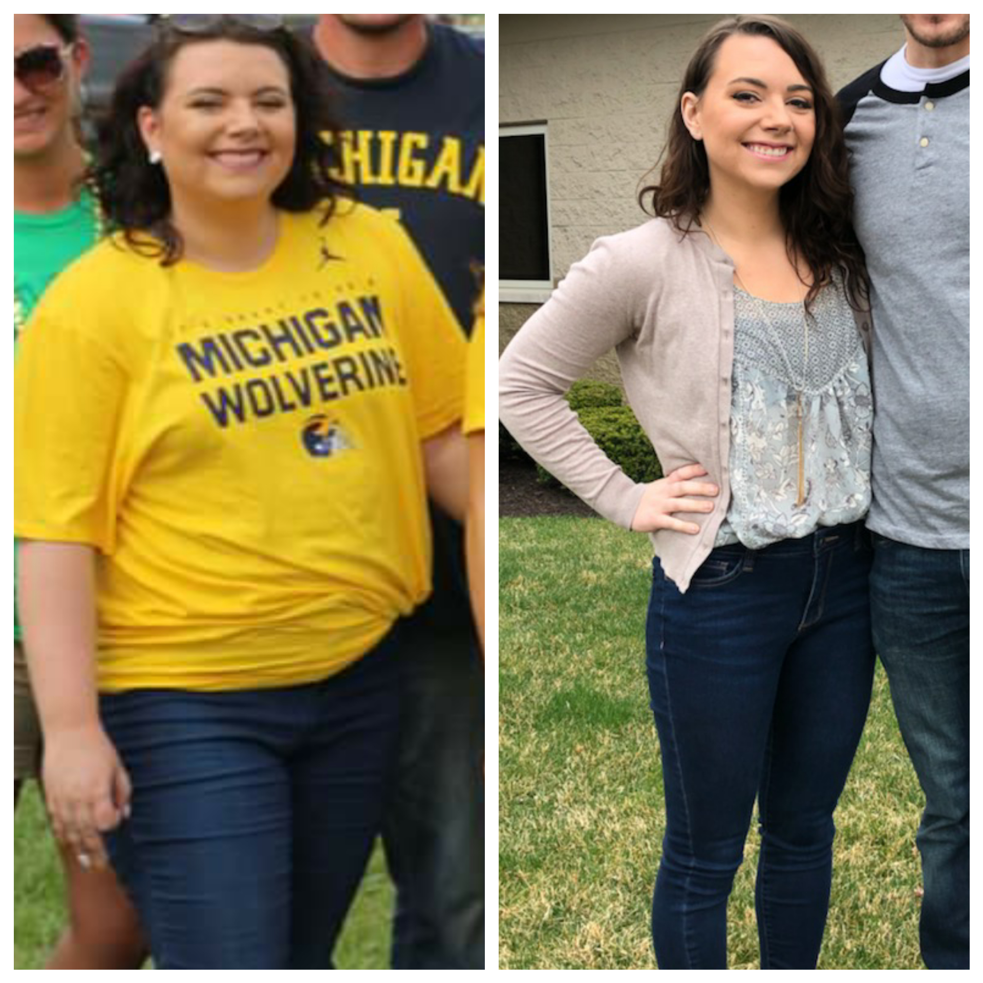 Before and After 69 lbs Fat Loss 5 feet 5 Female 214 lbs to 145 lbs