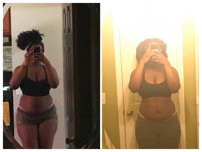 5'6 Female Before and After 10 lbs Weight Loss 209 lbs to 199 lbs