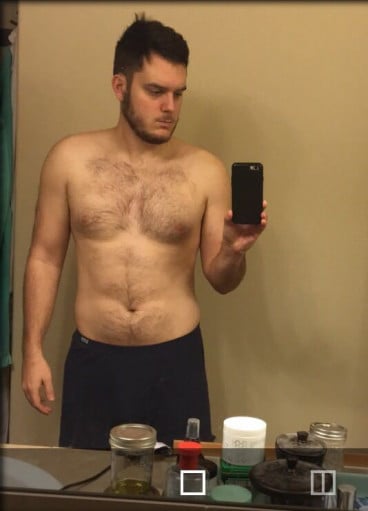 A before and after photo of a 6'0" male showing a weight cut from 207 pounds to 177 pounds. A respectable loss of 30 pounds.