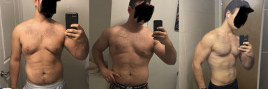 Before and After 90 lbs Fat Loss 6 foot Male 285 lbs to 195 lbs