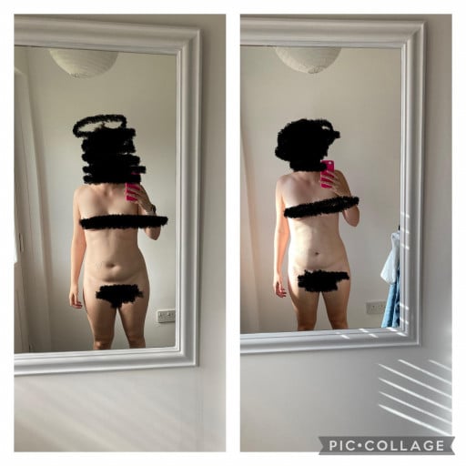 Before and After 8 lbs Fat Loss 5 foot 5 Female 154 lbs to 146 lbs