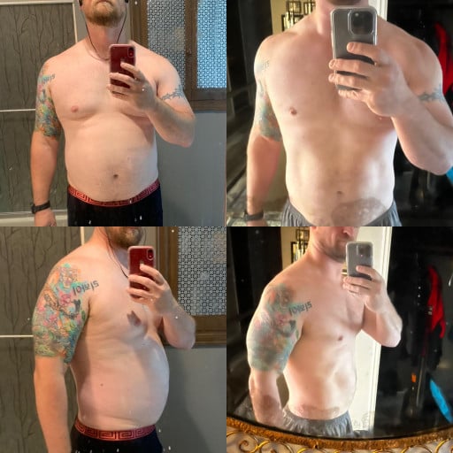 6 foot 2 Male 40 lbs Fat Loss Before and After 267 lbs to 227 lbs
