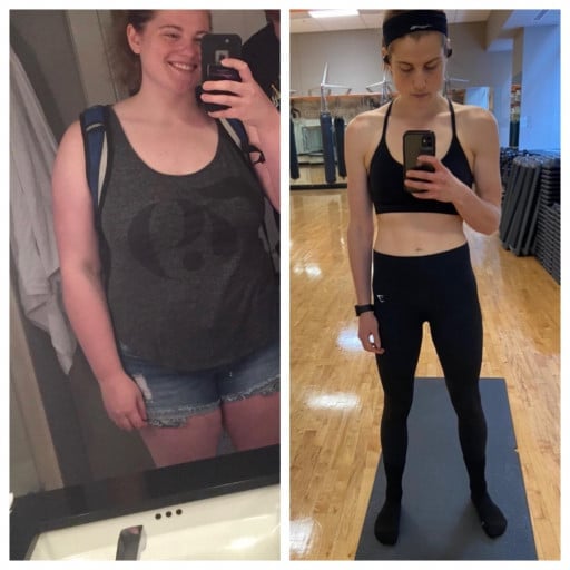 87 lbs Weight Loss Before and After 5'8 Female 215 lbs to 128 lbs