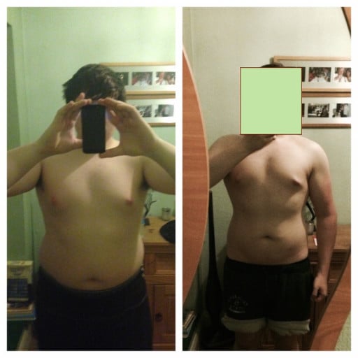 A photo of a 5'11" man showing a fat loss from 255 pounds to 218 pounds. A net loss of 37 pounds.