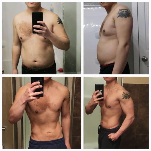 5 foot 8 Male Before and After 20 lbs Weight Loss 185 lbs to 165 lbs