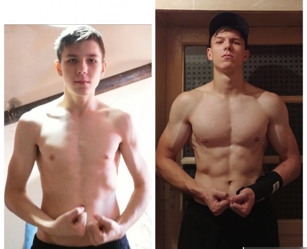 35 lbs Muscle Gain Before and After 6 foot Male 135 lbs to 170 lbs