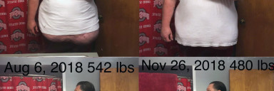 6'1 Male 62 lbs Fat Loss 542 lbs to 480 lbs