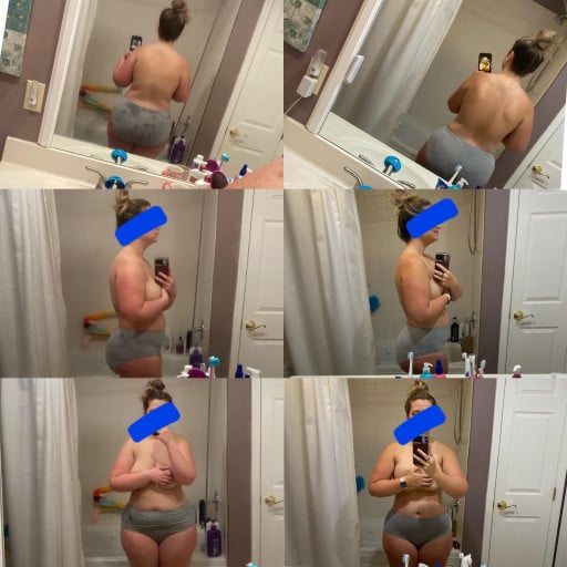Before and After 20 lbs Fat Loss 5 feet 7 Female 236 lbs to 216 lbs