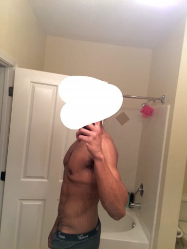 A progress pic of a 6'4" man showing a snapshot of 208 pounds at a height of 6'4