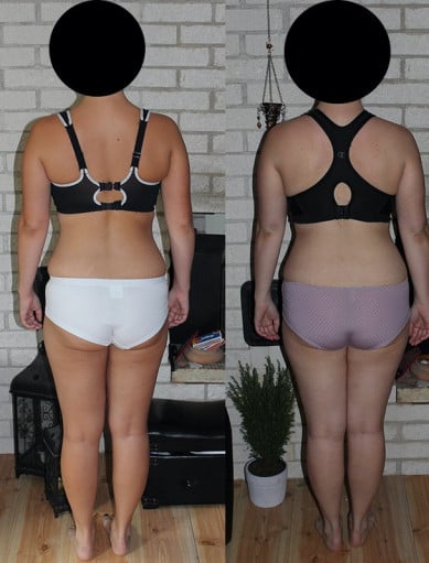 A progress pic of a 5'3" woman showing a snapshot of 140 pounds at a height of 5'3