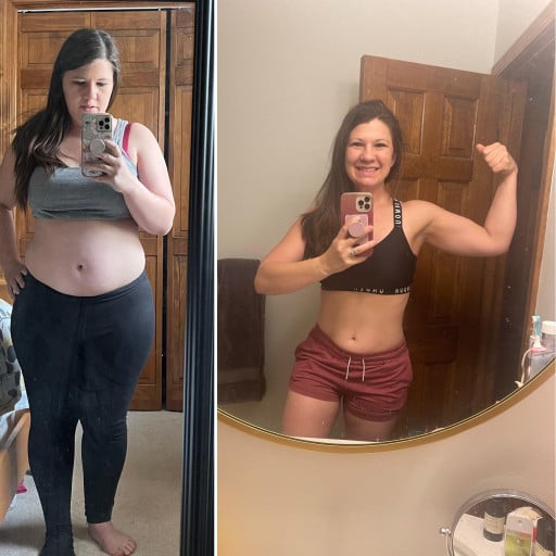 Progress Pics of 48 lbs Fat Loss 5'1 Female 186 lbs to 138 lbs