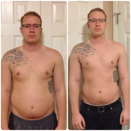 A photo of a 6'0" man showing a weight cut from 208 pounds to 200 pounds. A respectable loss of 8 pounds.