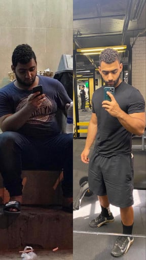 5 feet 9 Male Before and After 88 lbs Fat Loss 275 lbs to 187 lbs