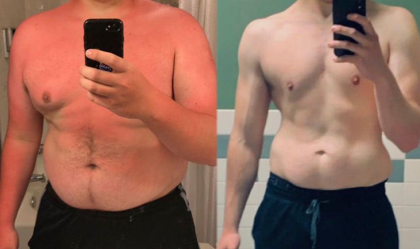 6 foot 4 Male Before and After 140 lbs Fat Loss 365 lbs to 225 lbs