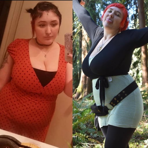 5 foot Female Before and After 65 lbs Weight Loss 255 lbs to 190 lbs