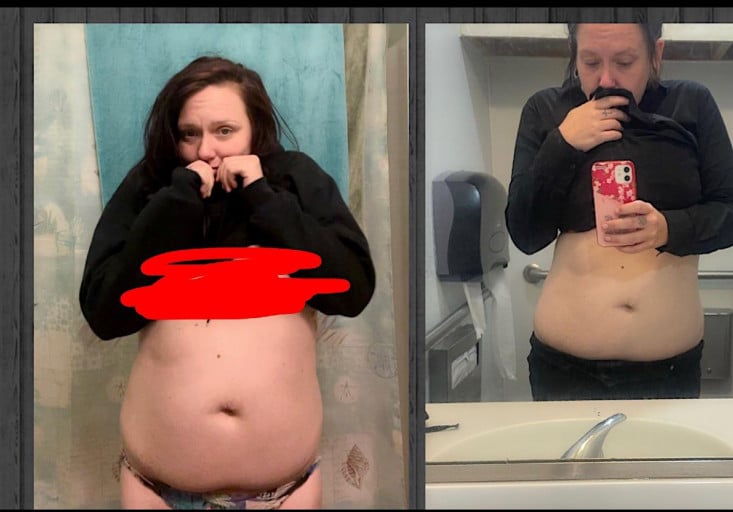 Before and After 18 lbs Fat Loss 5 foot 4 Female 180 lbs to 162 lbs