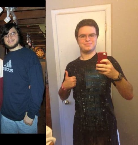 A progress pic of a 6'1" man showing a fat loss from 235 pounds to 211 pounds. A total loss of 24 pounds.