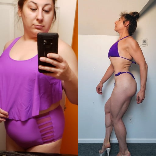 5 foot 6 Female Before and After 143 lbs Fat Loss 298 lbs to 155 lbs