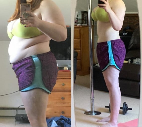 5'5 Female 35 lbs Fat Loss Before and After 209 lbs to 174 lbs