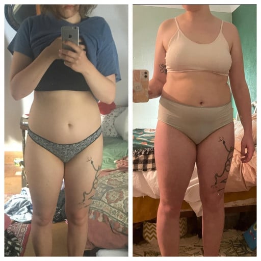 5 feet 9 Female Before and After 32 lbs Weight Gain 168 lbs to 200 lbs