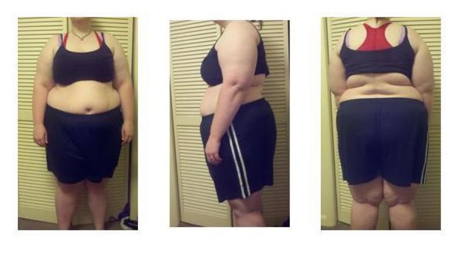 A progress pic of a 5'6" woman showing a snapshot of 273 pounds at a height of 5'6