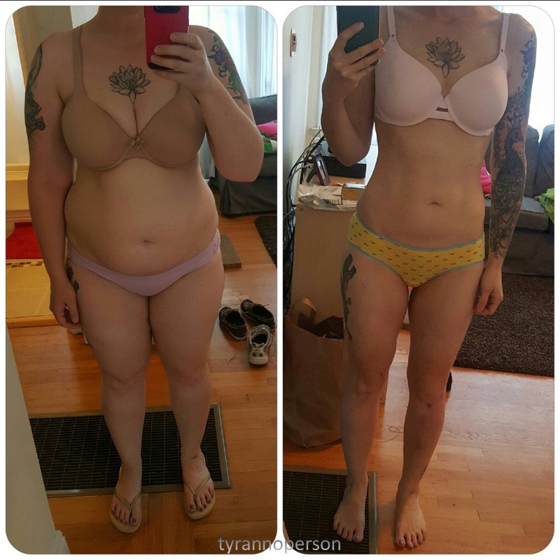 5 feet 6 Female 72 lbs Fat Loss Before and After 209 lbs to 137 lbs