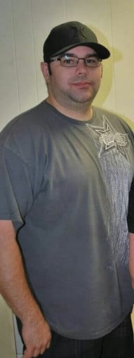 A picture of a 5'8" male showing a weight reduction from 245 pounds to 198 pounds. A respectable loss of 47 pounds.