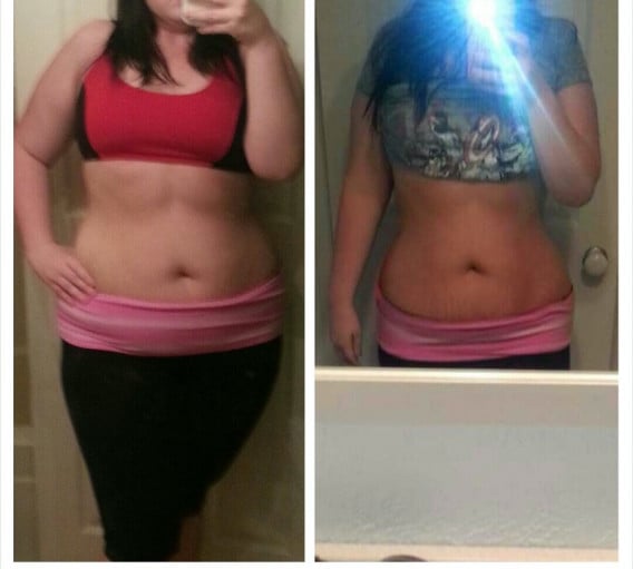 A progress pic of a 5'6" woman showing a fat loss from 193 pounds to 190 pounds. A total loss of 3 pounds.