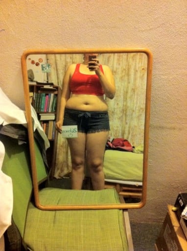A progress pic of a 5'5" woman showing a snapshot of 170 pounds at a height of 5'5