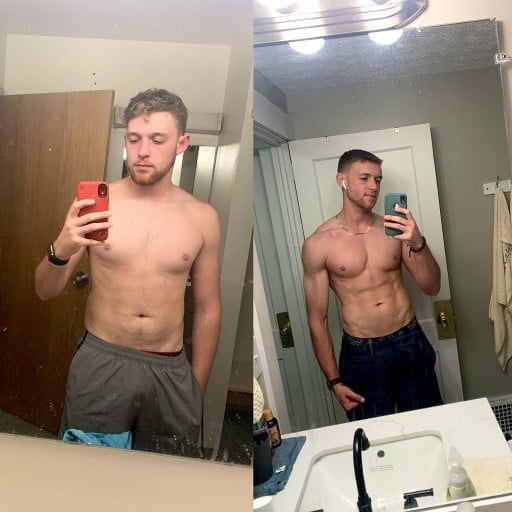 Before and After 5 lbs Fat Loss 6 foot 1 Male 195 lbs to 190 lbs
