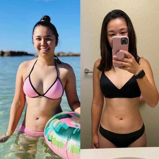 14 lbs Weight Loss Before and After 5 feet 5 Female 143 lbs to 129 lbs