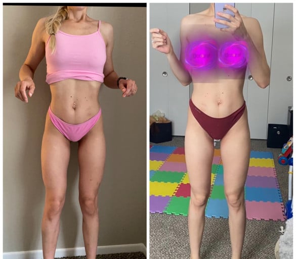 Before and After 4 lbs Weight Gain 5'2 Female 100 lbs to 104 lbs
