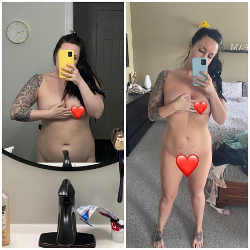 5 foot 1 Female 30 lbs Fat Loss Before and After 160 lbs to 130 lbs