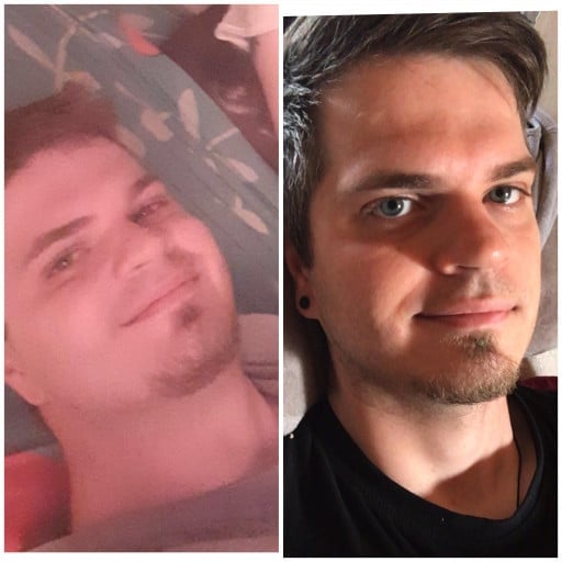 Before and After 51 lbs Weight Loss 6 foot Male 231 lbs to 180 lbs
