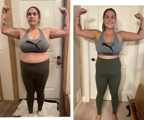 5 foot 8 Female Before and After 50 lbs Weight Loss 233 lbs to 183 lbs