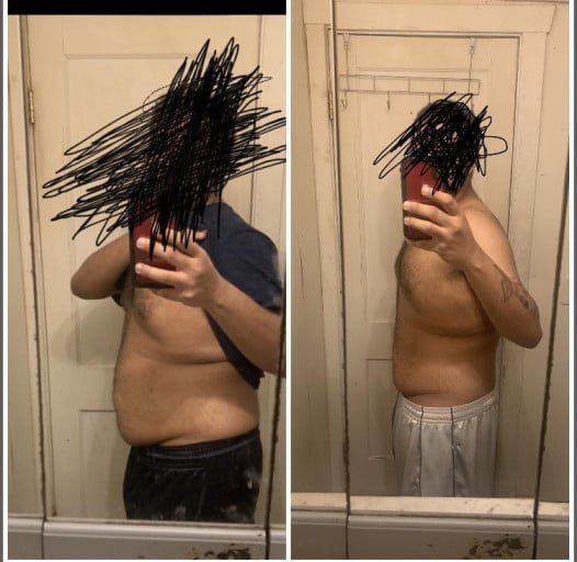 6 foot Male Before and After 36 lbs Weight Loss 260 lbs to 224 lbs