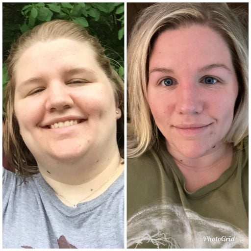 40 lbs Fat Loss Before and After 5 feet 3 Female 262 lbs to 222 lbs