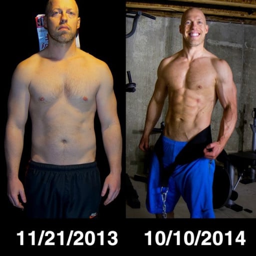 A before and after photo of a 5'9" male showing a weight reduction from 190 pounds to 173 pounds. A total loss of 17 pounds.