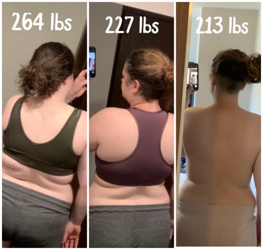 Progress Pics of 50 lbs Fat Loss 5'7 Female 264 lbs to 214 lbs