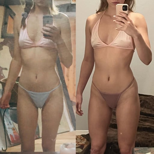13 lbs Weight Gain Before and After 5 foot 5 Female 107 lbs to 120 lbs